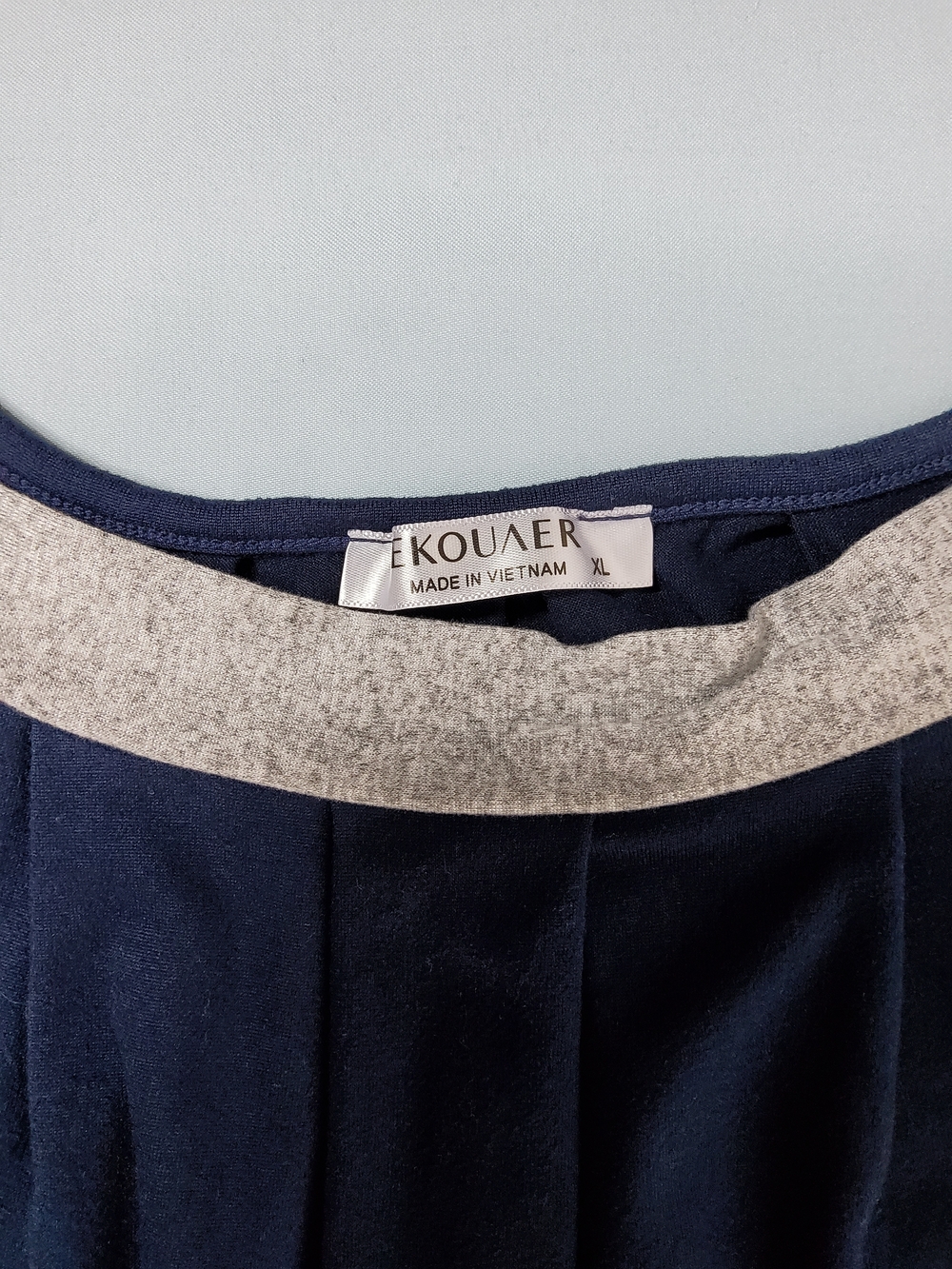 Navy Sleeveless Sleep Gown with Grey Trim - Women's Top - Picture 3 of 6